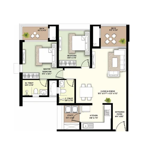 Vanaha Verdant Bavdhan 2 BHK Floor Plan Image