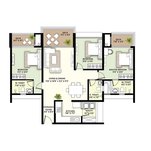 Vanaha Verdant Bavdhan 3 BHK Floor Plan Image